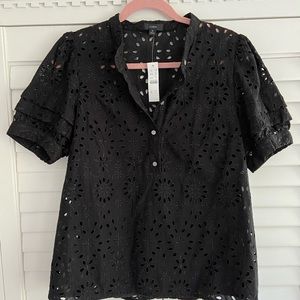 Jcrew Black eyelet blouse and cami new with tags